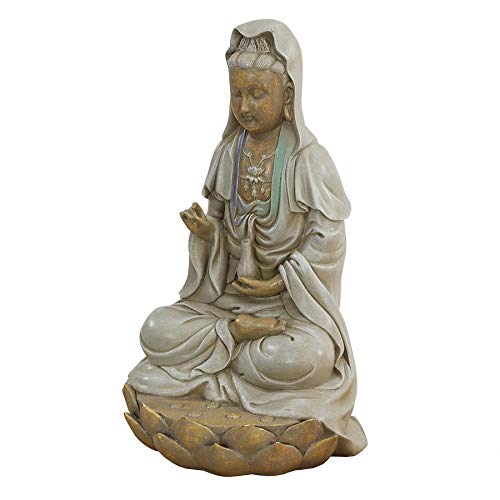 Design Toscano EU1017 Guan-Yin Patroness Of Compassion Seated On Lotus Asian Decor Indoor/Outdoor Garden Statue thumb #3