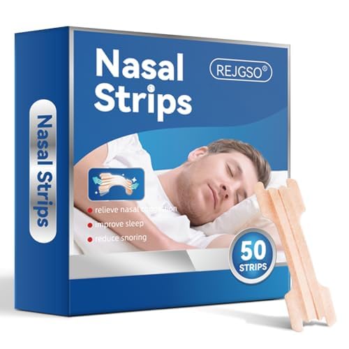 50 Count Nasal Strips, Nose Strips for Breathing, Snore Strips Relieve a Blocked Nose Due to Colds, Allergies, Nasal Strips for Snoring, Nose Strips Drug-Free,Works Instantly to Improve Sleep