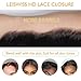 LEISWISS 2x6 HD Lace Closure Body Wave Human Hair Closure Invisible Ultra-Thin 2x6 Lace Closure 12A Brazilian Raw Human Hair Pre-Plucked Nature Black 20 Inch