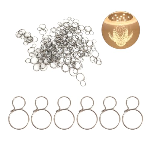 Image of 120PCS 10MM Chandelier Replacement Part，Metal Chandelier Hook Pin，Crystal Lamp Pendant Connector，Chandelier Hooks, Stainless Steel Split Rings Connectors