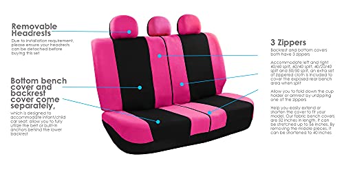 Image of FH Group Universal Car Seat Covers Full Set for SUV Truck Sedan Vans | Waterproof All-Purpose Cloth Seat Cover Set Airbag Compatible Washable Split Bench Protector Interior Upgrade - Pink