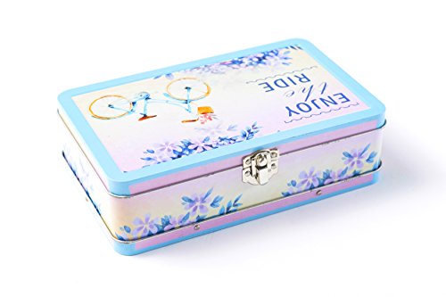 Image of DAHO Metal Storage Box with Hinge for Office, School, Home, Makeup, Arts & Crafts and Accessories (Enjoy the Ride)