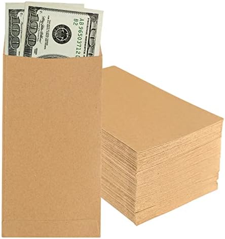 Granhoolm 50 Pack Large Cash Envelopes 3.5 x 6.5 inch,Money Envelopes for Cash,Cash Envelopes For Savings plan,Cash Envelopes for Budgeting,100 envelopes money saving challenge(Brown)