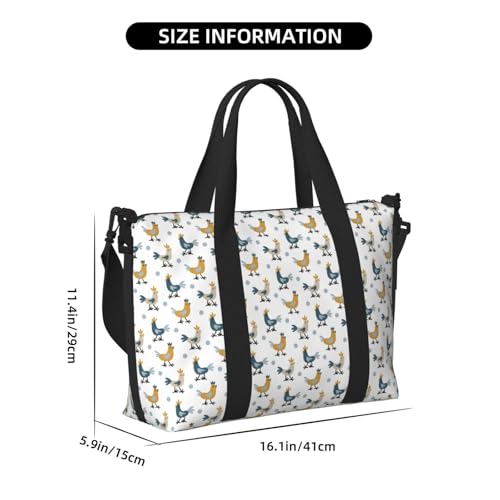 Laptop Tote Bag for Women Work - Farm Roosters Gym Bag for Women Men, Personal Item Crossbody Travel Bags Carry On, Overnight Weekender Bags for Women Travel2