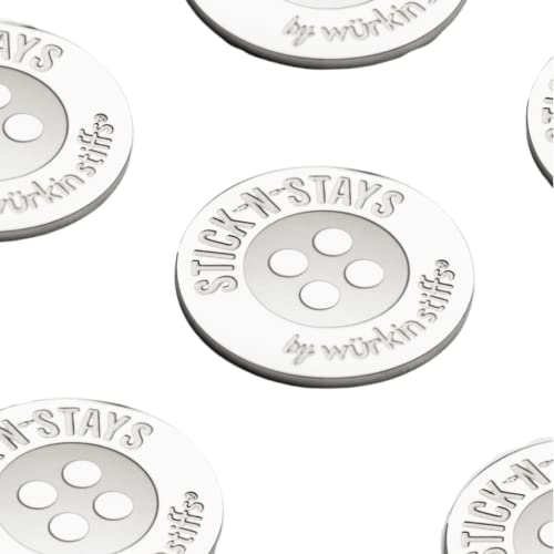 Stick-N-Stays Magnetic Collar Stays By Würkin Stiffs | Silver | Includes (10) Magnetic Adhesive Stays And (2) Power Button Magnets | Great For Polos | Gift For Men | As Seen On Shark Tank #TOP2