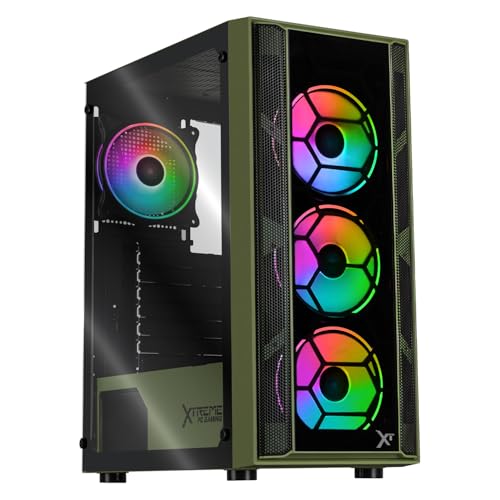 XTREME PC GAMING Gabinete Kronos Media Torre 4 Fan ARGB (Green)