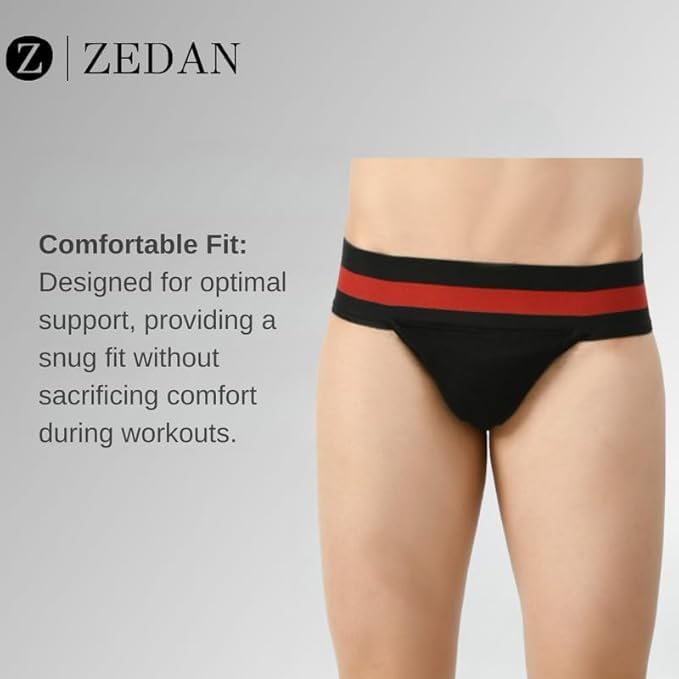 ZEDAN Men's Cotton Briefs | Gym, Workout Supporter for Men | Supporter Underwear for Workout & Sport - (Red + Grey) (X-Large) 2