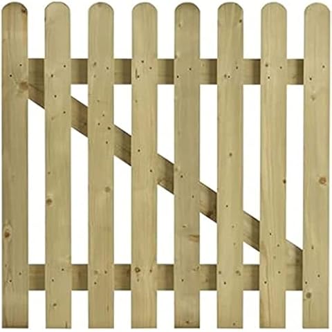 tradefirst Round Top Picket Garden Gates , Wooden Picket Fence Panels 3ft , Garden Gate 90cm Wide, FSC TANALISED Wooden Gate, Outdoor Gate _ H x L (90cm x 90cm) Cover