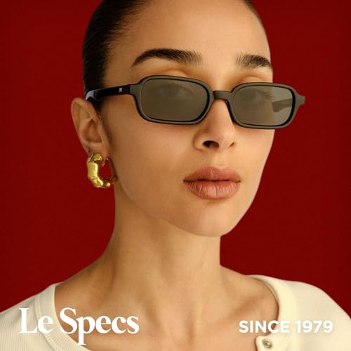 Image of Le Specs. Pilferer Retro Sunglasses for Women and Men | Narrow silhouette, shatterproof flat lenses, lightweight polymer frame, discreet temple studs