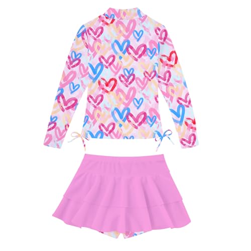 Image of Vogseek 3-12T Girls Swimsuit Long Sleeve Rashguard Bathing Suits Swim Set
