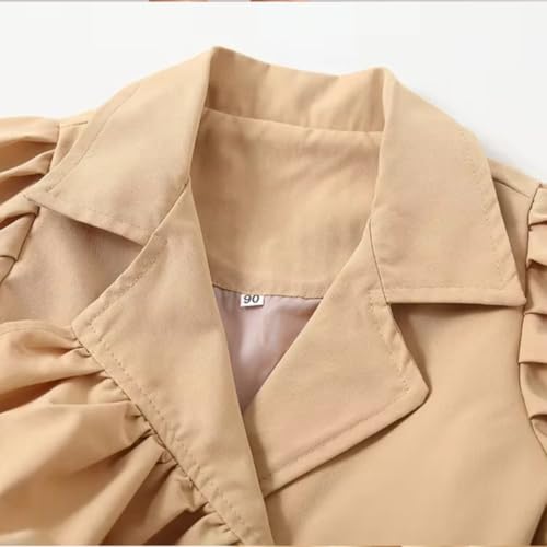 Girls' Ruffle-Trim Trench Coat – Elegant Lightweight Jacket with Puff Sleeves4