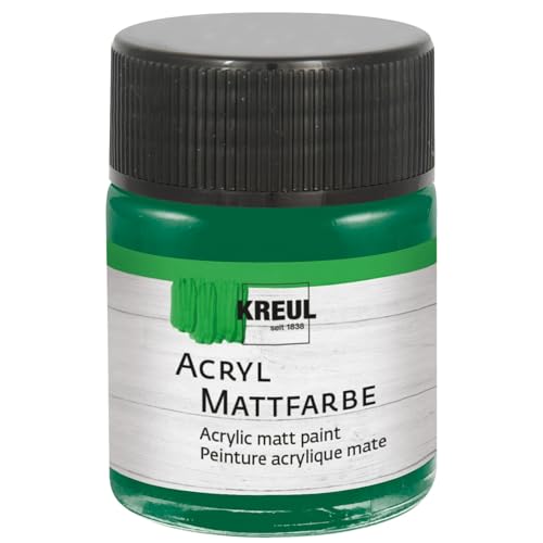 KREUL 75522 - Peinture acrylique mate, vert en pot de 50 ml, peinture crémeuse et couvrante, séchage rapide, à base d'eau, convient à de nombreux supports différents