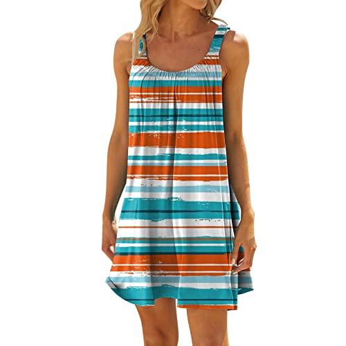 Sommerkleid Damen Boho Kleid Ärmellos Spaghettiträger Strandkleid Damen Kurz Strandkleider Damen Leicht Sommer Kleider Sommerkleid Damen Knielang...