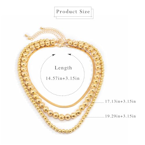 Sixexey Gold Beaded Necklace Layered Necklaces Beads Ball Chain Necklace Jewelry for Women4