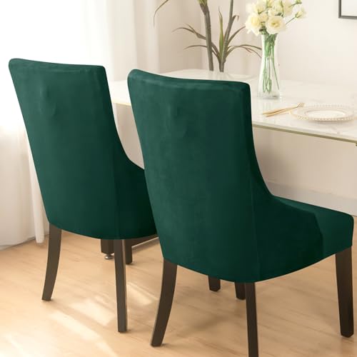 Xmntg XMNTG-1016 Set Of 2 Stretch Velvet Green Wingback Chair Cover Slipcover Accent Chair Covers Arm Chair Protector thumb #2