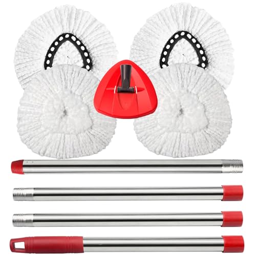 Image of O-Cedar Spin Mop Replacement Head - 4 Refills, 30-58in Handle and Base Combo Set