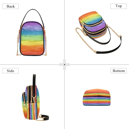 Unicorn Background with Rainbow Crossbody Handbags for Women Casual Leather Shoulder Phone Purse4
