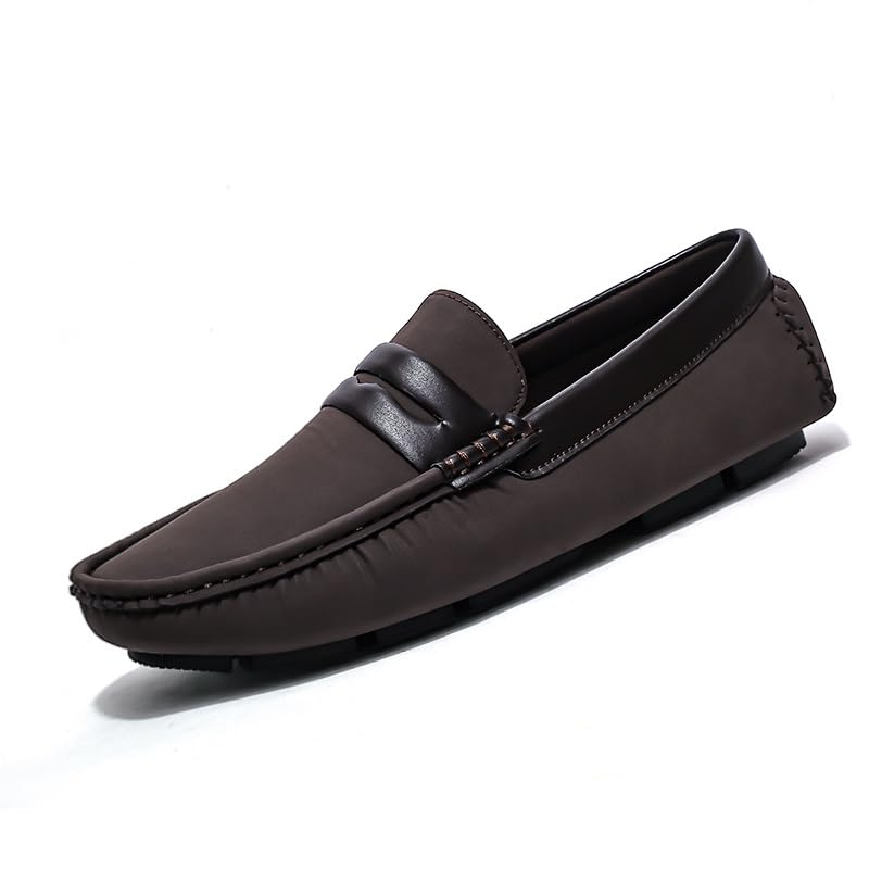 Men's Loafers Square Toe Leather Patchwork Penny Driving Loafers Anti-Slip Flat Heel Flexible Outdoor Fashion Slip-ons