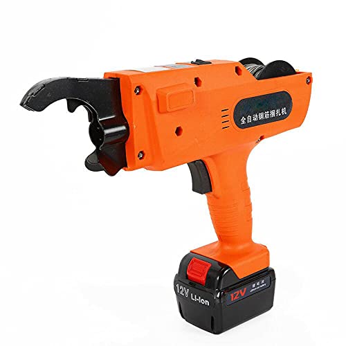 12v Automatic Tying Machine Handheld Rebar Tier Tying Machine Orange Strapping Machine Tying Range 30-60mm Electric Rebar Bender for Bending Rebar, Steel Bar, Floor Pipe, Steel Rod