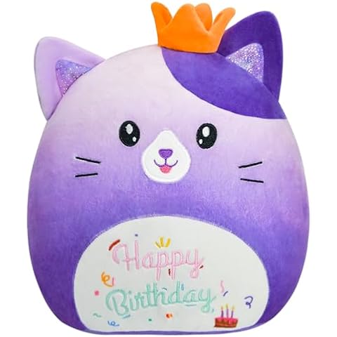 AWNOGKUE Cat Stuffed Animal Cat Plush Toys 10 Inch Soft Crown Cat Plushies Pillow Cute Gradient Purple Plushies Room Decoration Birthday Gifts Cover