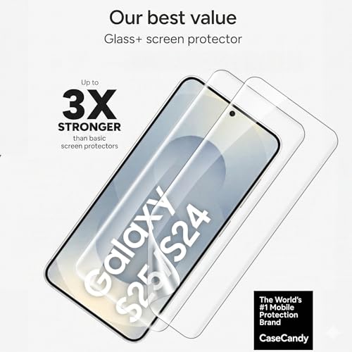 Image of Casecandy Silicone - (2 Pack Screen Protector For Samsung S25 / Samsung S24 Smartphone(6.1-Inch Screen Size) | Transparent Screen Guard For Galaxy S24 /S25 - Fingerprint Support /HD