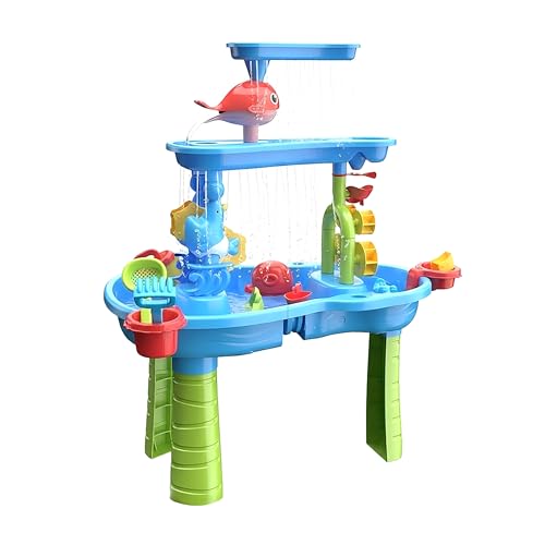 Relaxdays Wasserspieltisch 3 Etagen, viel Zubehör, HxBxT...