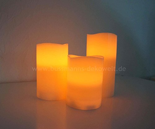 Preisvergleich Produktbild Kerzen Echtwachs 3 Stück mit Led und Fernbedienung
