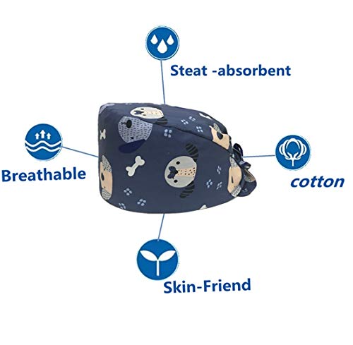 HAOKUN Working Cap with Button and Sweatband Adjustable Bouffant Hats for Women Men - Image 4