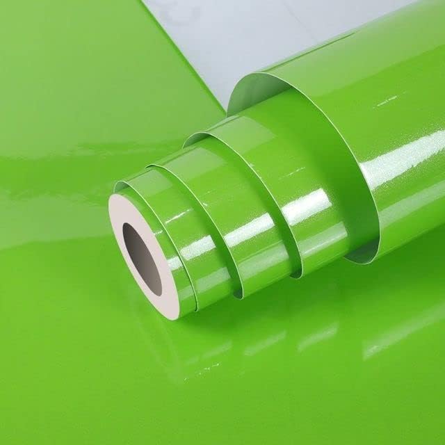 Image of HOME13 Green Glossy Self-Adhesive Wallpaper Removable and Decorative Vinyl Wallpaper for Kitchen Countertop Cabinets Table 2 Ft by 8 Ft-Pack of 2