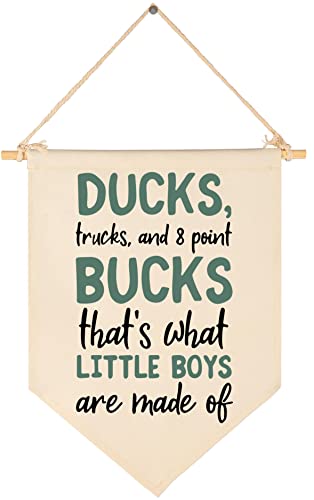 Image of Duck Hunting Nursery Decor-Deer Wall Decor-Birthday Christmas Gift-Canvas Hanging Flag Banner Wall Sign Decor Gift for Nursery Bedroom Playroom Front Door Baby Kids Boy Teen