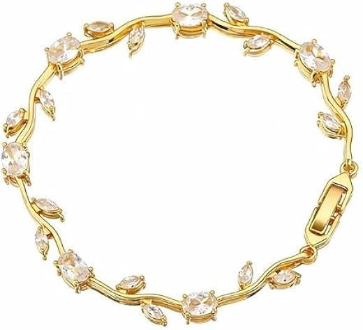 Melody Creations Anti Tarnish Fairy Bloom Floral Tulip Bracelet With White Crystal Stones For Women &amp; Girls | Elegant Flor...