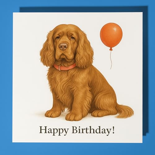 Dog Breeds Collection - Sussex Spaniel Dog - Happy Birthday Card - Funny Animal - Premium Greeting Card & Envelope - Personalised card - Friend Family