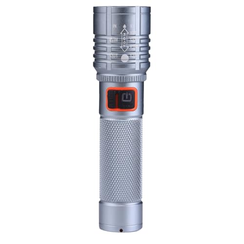Image of MZ 035 (Zoomable LED Silver Metal Torch) 4 Modes Flashlight | Super Bright & USB Rechargeable Torch, Zoomable Tactical Flashlight with Digital Display