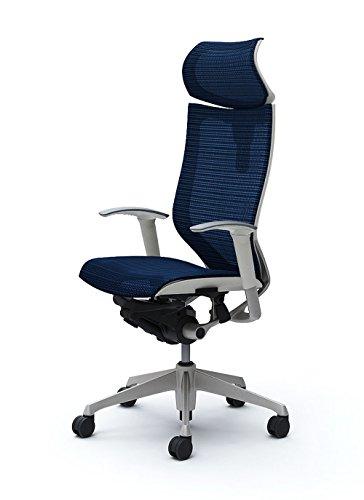 オカムラ デスクチェア オフィスチェア バロン 可動ヘッドレスト 可動肘 座メッシュ ダークブルー CP81CW-FDH4