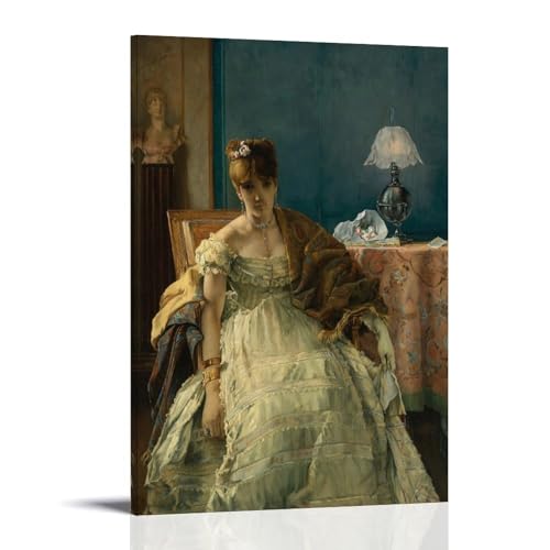 Tableau victorien Alfred Stevens Lovelorn impression poétique toile salon romantique