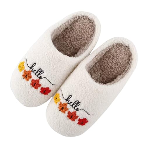 Hello Fall Slippers for Women Man Hello Autumn Slipper for Women Memory Foam House Home Winter Shoes