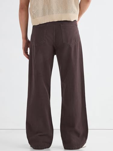 Image of Bewakoof Men's Solid Super Baggy Fit Cotton Jeans