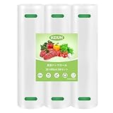 KEIUN 真空パック袋 真空パックロール 28*600cm 3本セット - 真空パック機専用ロール 替えロール 真空ビニール エンボス加工 真空包装袋 専用抗菌袋 脱気密封 鮮度長持ち 食品保存 低温調理 PA+PE安全素材 自由にカット 家庭用 業務用