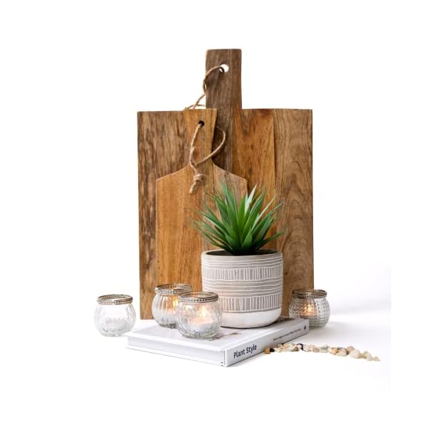'Kurrajong Farmhouse Artificial Plant | 8'' Fake Plant for Desk Decor | Artificial Succulent in Pot | Fake Succulent Diamond Pattern Pot' – Bild 4