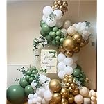Sage Green White Gold Balloon Garland Arch Kit, 146Pcs Latex Balloons Different Sizes 18 12 10 5 Inch for Birthday Baby Shower Gender Reveal Wedding Party Decoration - Image 4