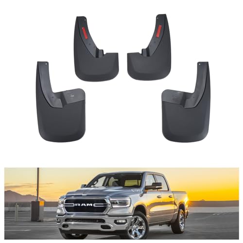 Kiwi Master Mud Flaps for 2009-18 Dodge Ram 1500/2500/3500 2019-2024 Ram 1500 Classic (with OEM Fender Flares Single Rear Wheels) Heavy Duty Front & Rear Mud Guards No Drill 4 Pcs Set