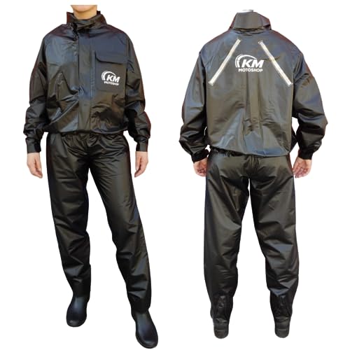 Capa de chuva PVC KM Motoshop Leve Resistente Flexivel Impermeável Moto Motoqueiro Preta G