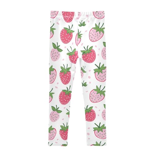 Wusikd Strawberry Girls' Leggings Toddler Doodles Pink Green Kids Yoga Pants Dance Active Tights 4T2