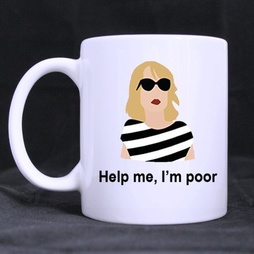 Fashion Sunglasses Girl Help me,I'm poor Ceramic Coffee White Mug