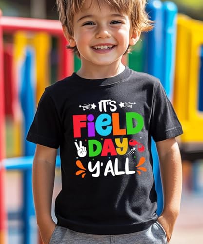 Image of Kids Toddler Boys Girls Field Day T-Shirt Kindergarten Student Funny Short Sleeve Cotton Tee Tops(Black,3T)
