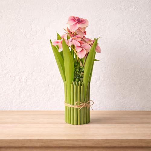 Image of CraftVatika Pink Orchid Artificial Flower Bouquet Decor, Realistic Orchid Flowers Bouquet Gift for Girls Faux Flowers for Table, Home Living Room Desk Decor, Wedding Anniversary Birthday