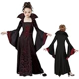 Niñas Halloween Disfraces Real Vampiro Vestido Niño Gothic Dress Up Medieval Deluxe Set (L)