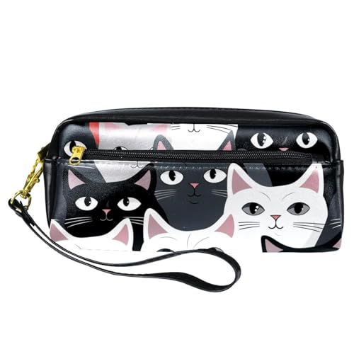 Astuccio estetico Scatola di matite Simpatico gatto Piccola matita Pouchhh bianco nero