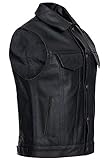 Lederhemd Motorrad Kutte Lederweste Bikerweste Motorradweste Weste schwarz, Größe:56
