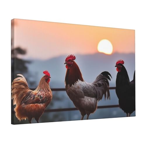 Impression HD motif poulets LPSRTWE tableau salon 30x45cm